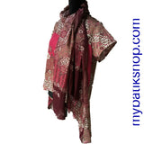 Batik High Low Silky Top and Scarf Set - Rose