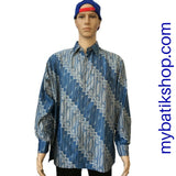 Couple Batik Blue Modern Parang - Blue