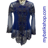 Kebaya Payet Jumbo Blue Long-sleeves