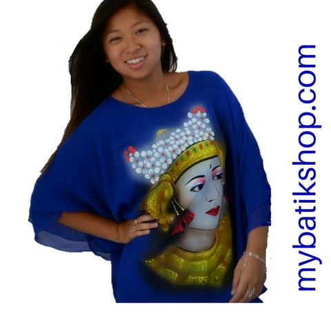 Handpainted Blue Chiffon Blouse Dancer