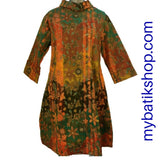 Batik Plus Tenun Orange Brick Turtleneck Dress