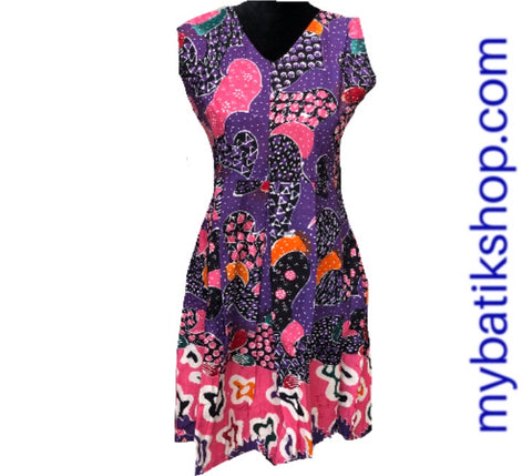 Batik Tulis Career Purple Sleeveless Dress