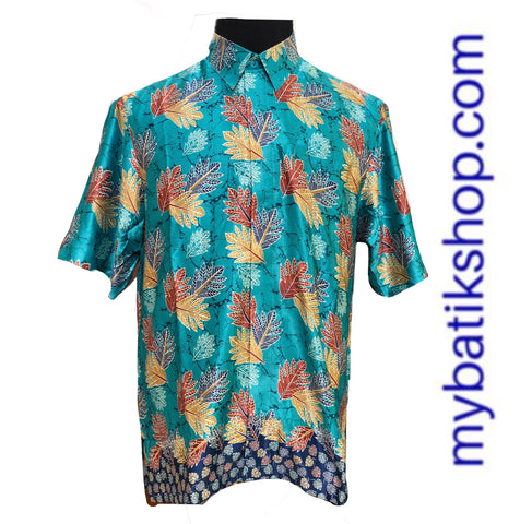 Men Semi Silk Turquois Short Sleeves