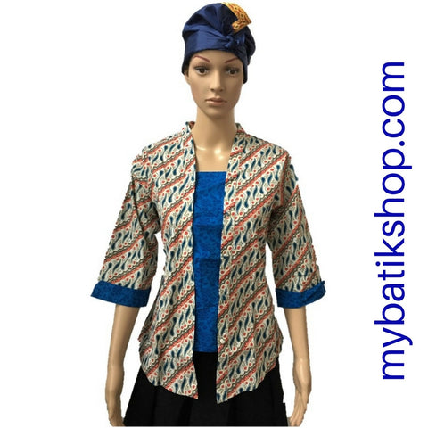 Misses MJ Batik Kutubaru 3/4-sleeves Blue